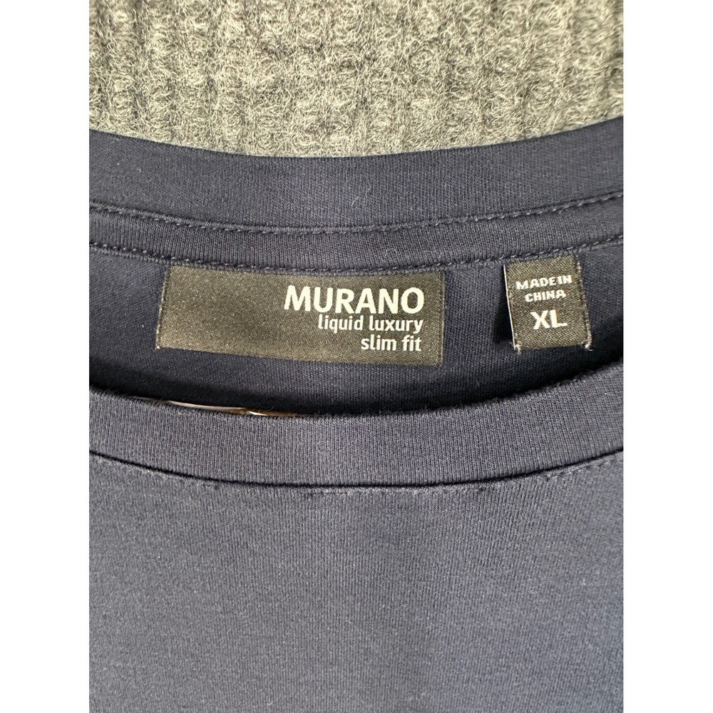 Murano T-Shirt Men XL Navy Blue Excellent Liquid Luxury Slim Fit Graphic Stripe - Picture 3 of 9